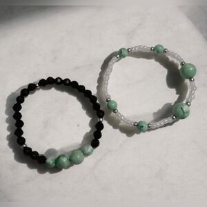 💥3/$12 Handmade Green Swirl Bracelet Set